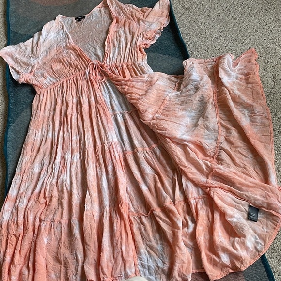 Torrid Peach Tie-Dye Clip - Dot Kimono Midi Cover - Picture 12 of 14